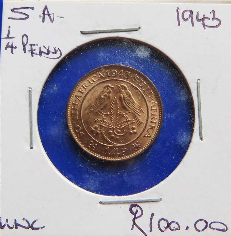 1943 Union Quarter Penny 1/4d Farthing