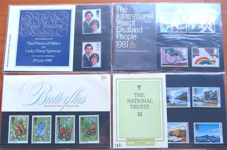 4 x GB Mint Stamp Set Packs  - 1 Bid for All