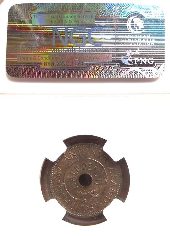 1957 Rhodesia Half Penny MS64RB NGC graded