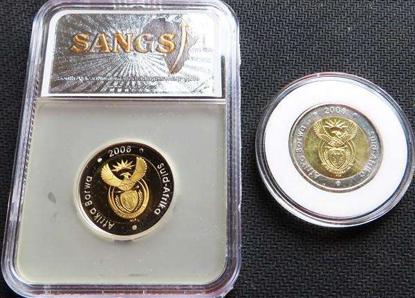 2008 Proof Mandela R5 - PF66 Graded and 2008 UNC Coin