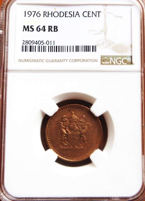 1976 Rhodesia Cent MS64RB NGC graded