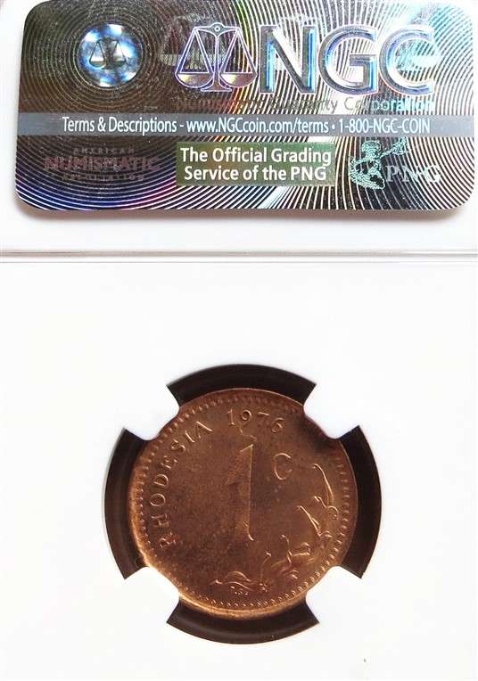 1976 Rhodesia Cent MS64RB NGC graded