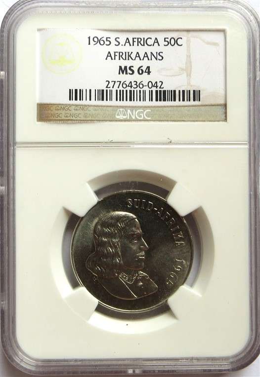 1965 SA 50c MS64 Afrikaans - NGC Graded