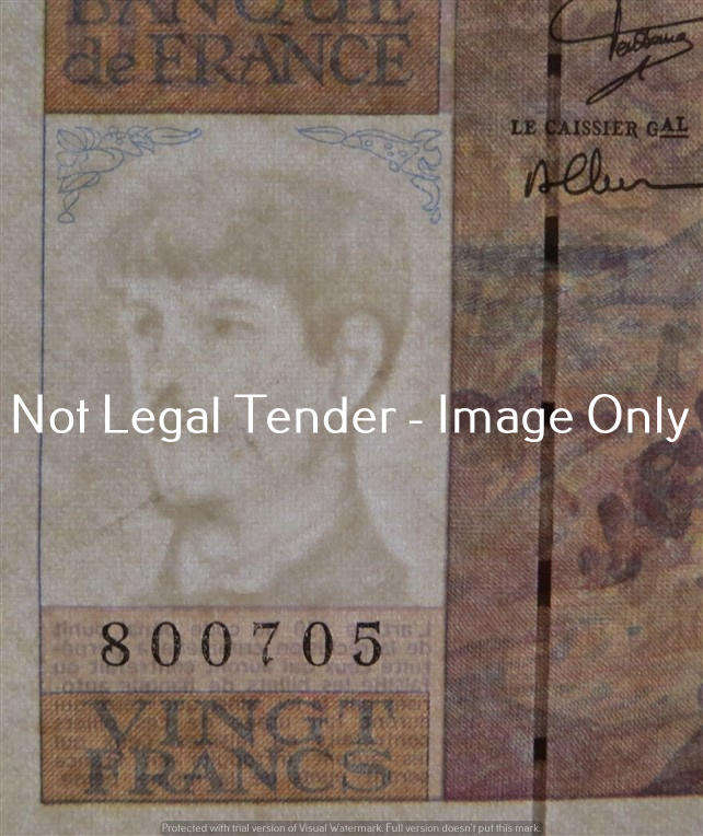 1991 France 20 Francs Bank Note #800705
