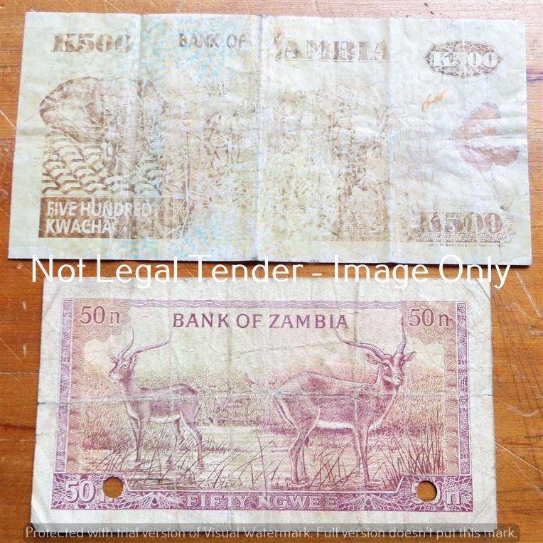 2 x Zambia Bank Notes - bid per note