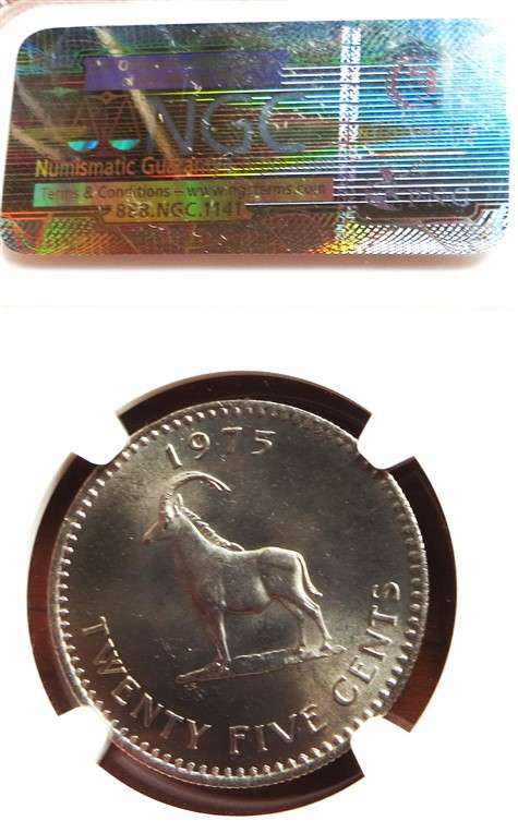 1975 Rhodesia 25 Cent MS65 NGC graded