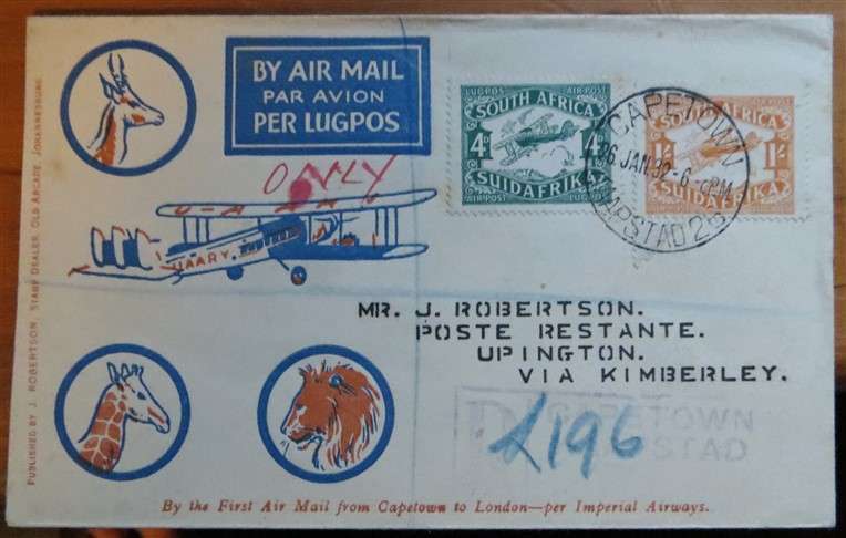 1932 Airmail flight Cover - Transit Stamps on the Back