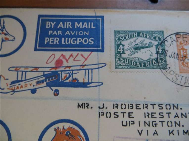1932 Airmail flight Cover - Transit Stamps on the Back