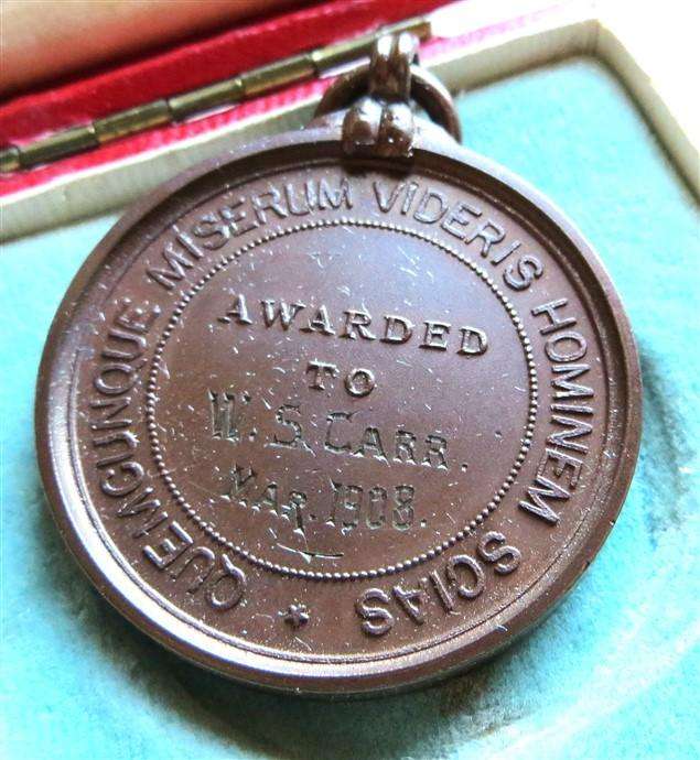 1908 Royal Lifesaving Society Medal in Box - W.S Carr