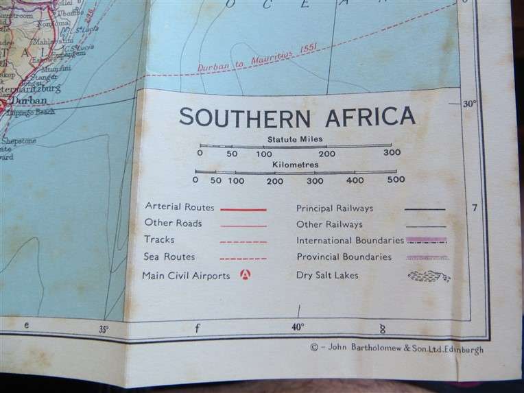 1966 - The Castle Union Line - Guide to South Africa with SA Route Map + Victoria Falls Bookmark