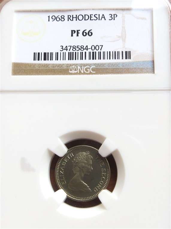 1968 Rhodesia Three pence 3d PF66 NGC graded