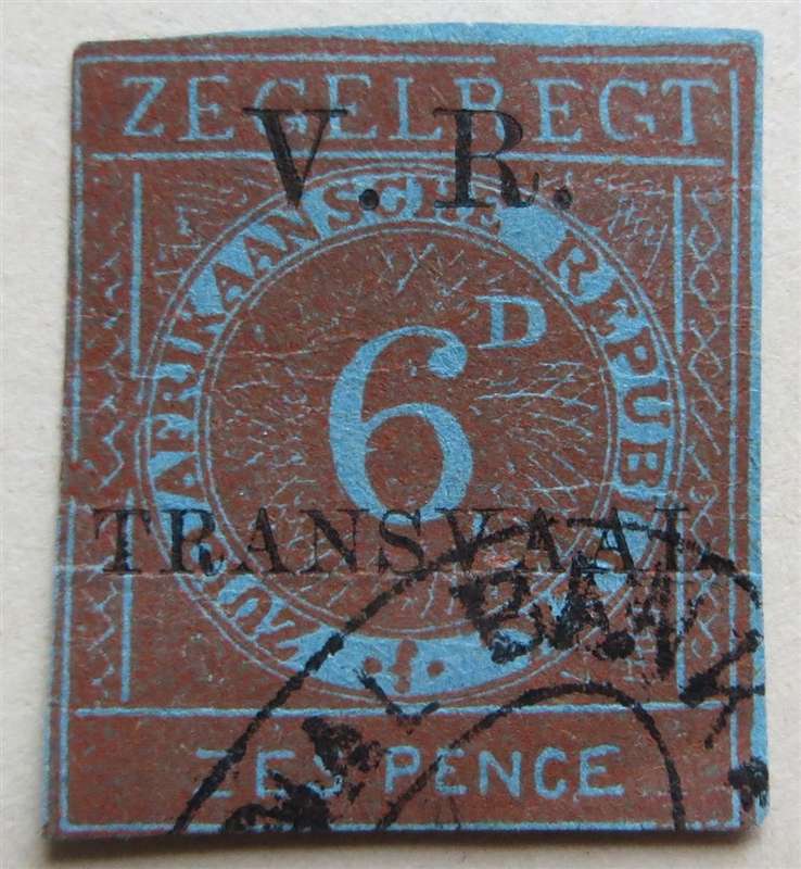 Britsh Occupation ZAR 6d V.R Transvaal Overprint stamp