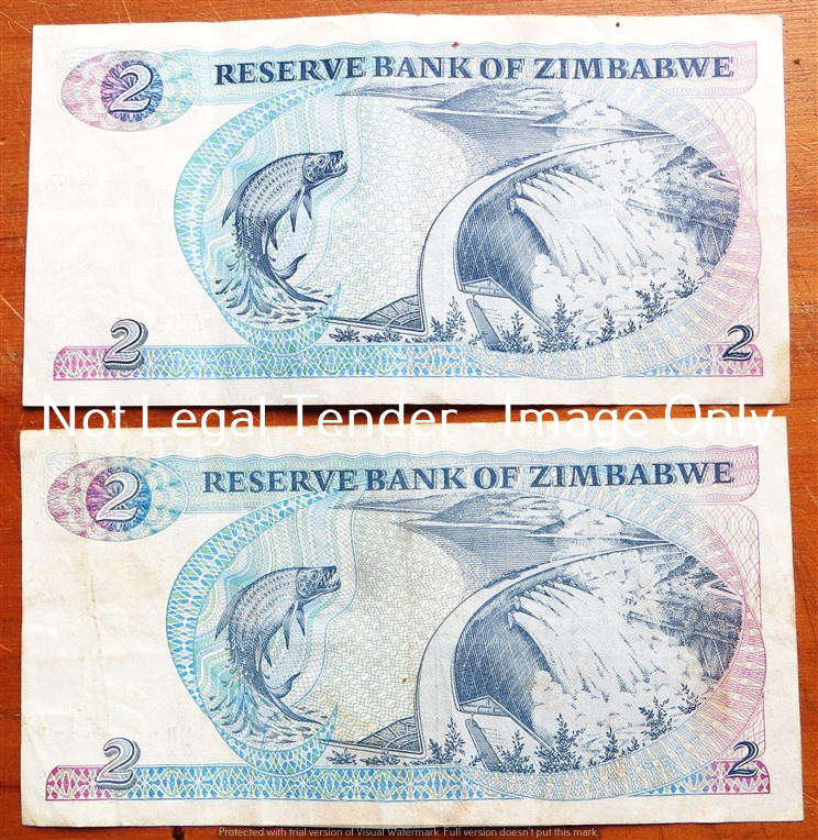 2 x Zimbabwe 2 Dollar Notes 1983 Harare - Bid per Note