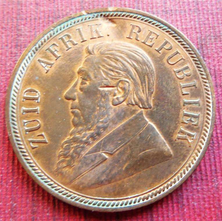 1892 ZAR 1d Penny - Great Details with Damage