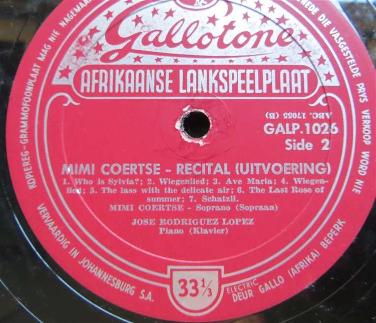 Mimi Coertse - Recital Uitvoering Vintage Vinyl LP - VG