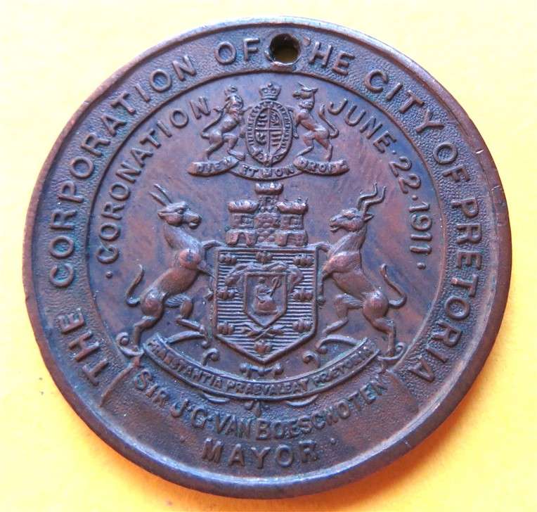 Pretoria June 1911 Mayoral KGV Coronation Medallion