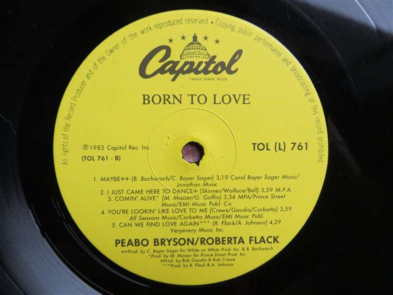 Peabo Bryson & Roberta Flack - Born to Love  - Vintage LP - VG