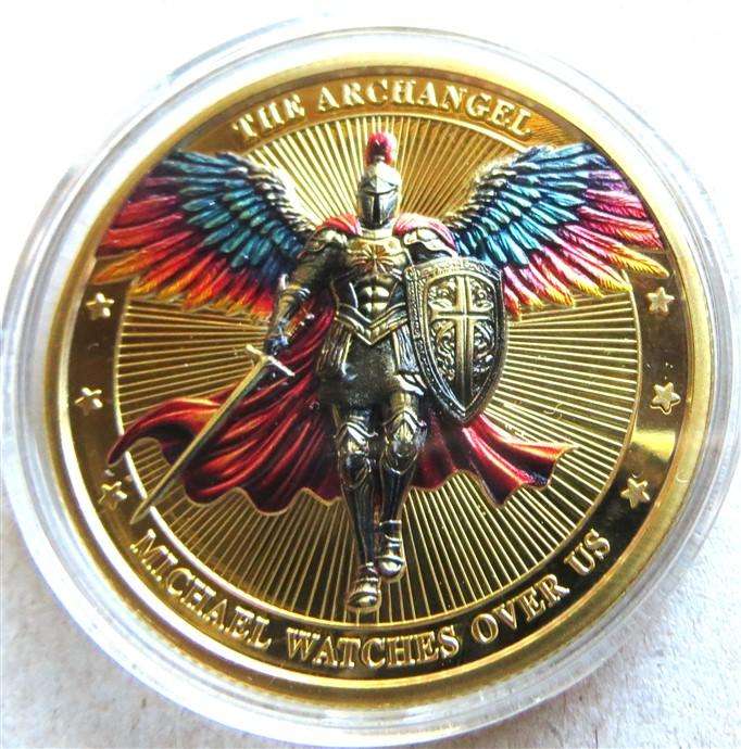 The Archangel Colourized Crown Size Medallion in Capsule