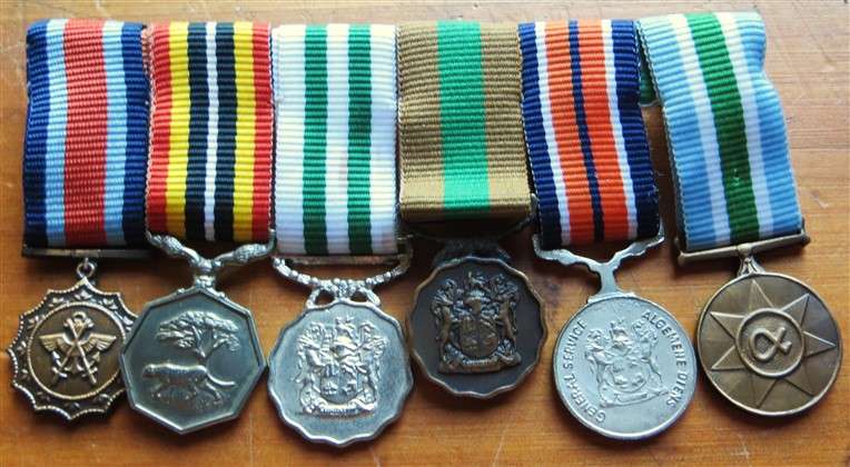 SANDF Group of 6 Miniature Medals on Bar