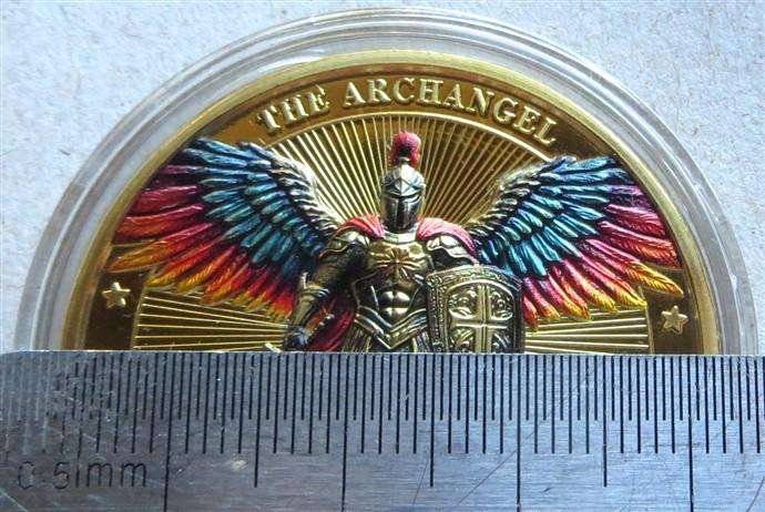 The Archangel Colourized Crown Size Medallion in Capsule