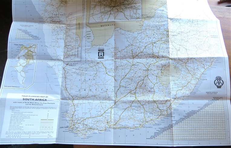 1971 - The Castle Union Line - Vintage Guide to South Africa + AA Route Map