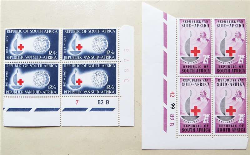 1963  100th Anniversary of Red Cross control blocks Set