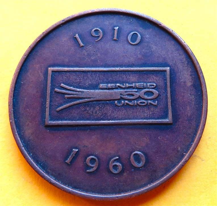 1960 50th Anniv. Union of South Africa Vereeniging  Growth Medallion