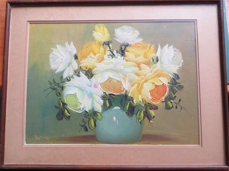Unknown Original signed Oil Painting Roses - signed Ramund/Raymond