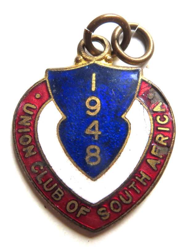 1948 Union Club of South Africa Medallion - Enamelled & Numbered