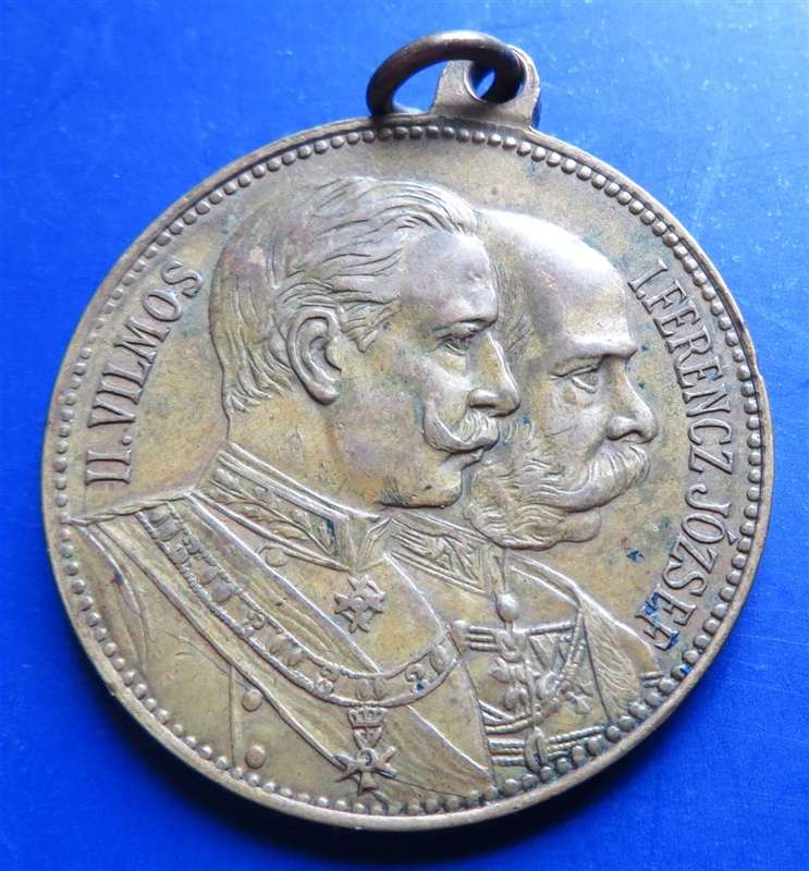 1897 Austro-Hungarian Monarchy "Visit of Wilhelm II in Budapest" metal medallion with ear