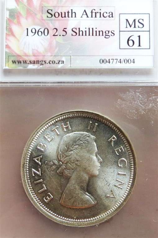1960 SA MS61 Silver 2/6 Halfcrown Graded
