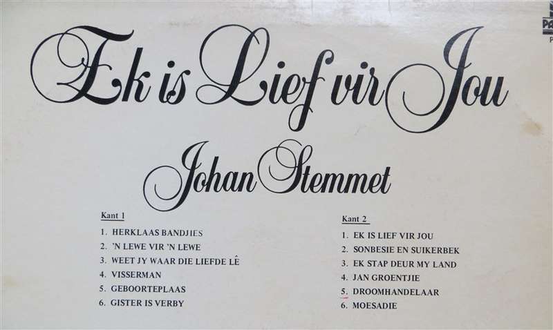 Johan Stemmet - Ek is Lief Vir Jou - Vintage Vinyl LP VG