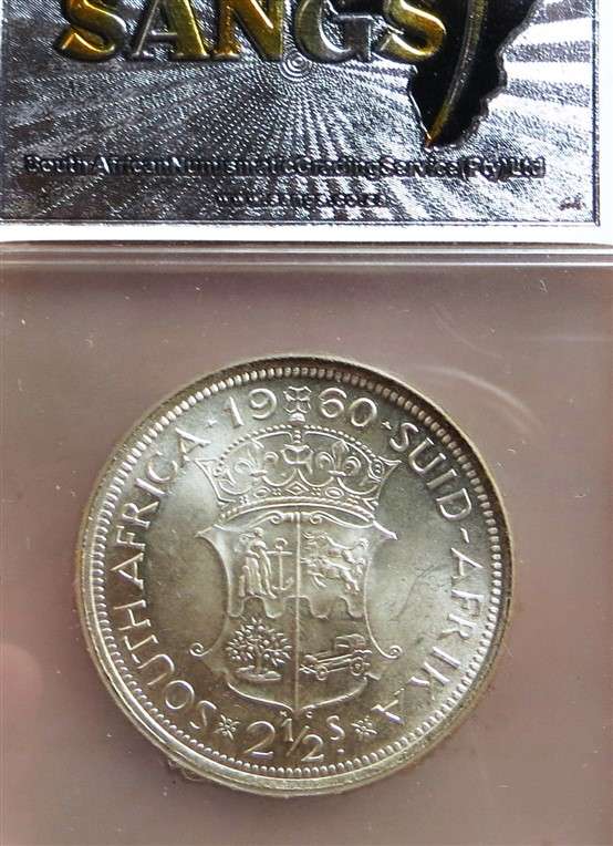 1960 SA MS61 Silver 2/6 Halfcrown Graded