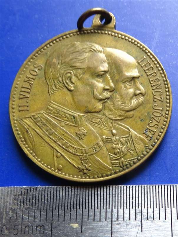 1897 Austro-Hungarian Monarchy "Visit of Wilhelm II in Budapest" metal medallion with ear