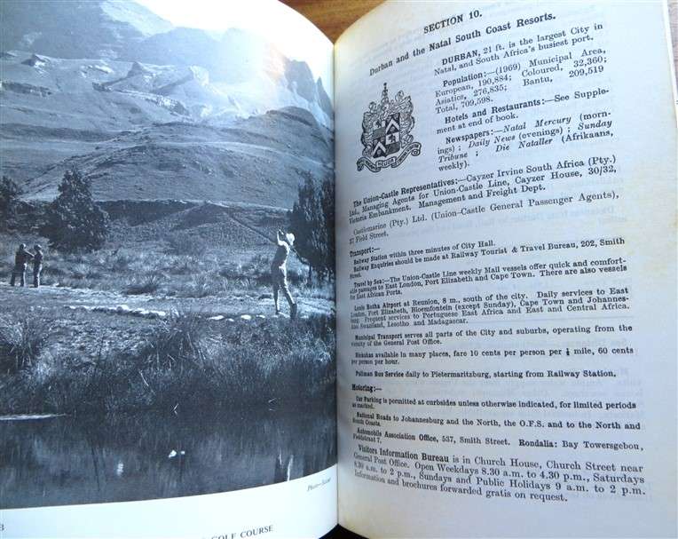 1971 - The Castle Union Line - Vintage Guide to South Africa + AA Route Map
