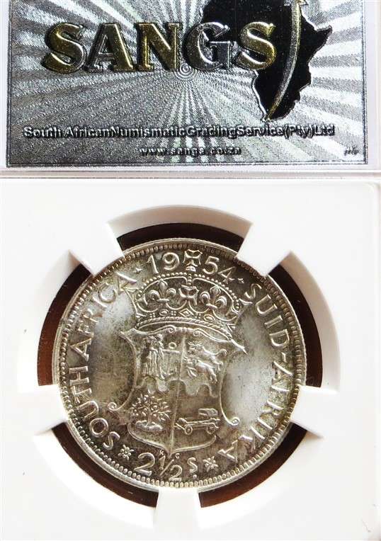 1954 SA MS64 Silver 2/6 Halfcrown Graded