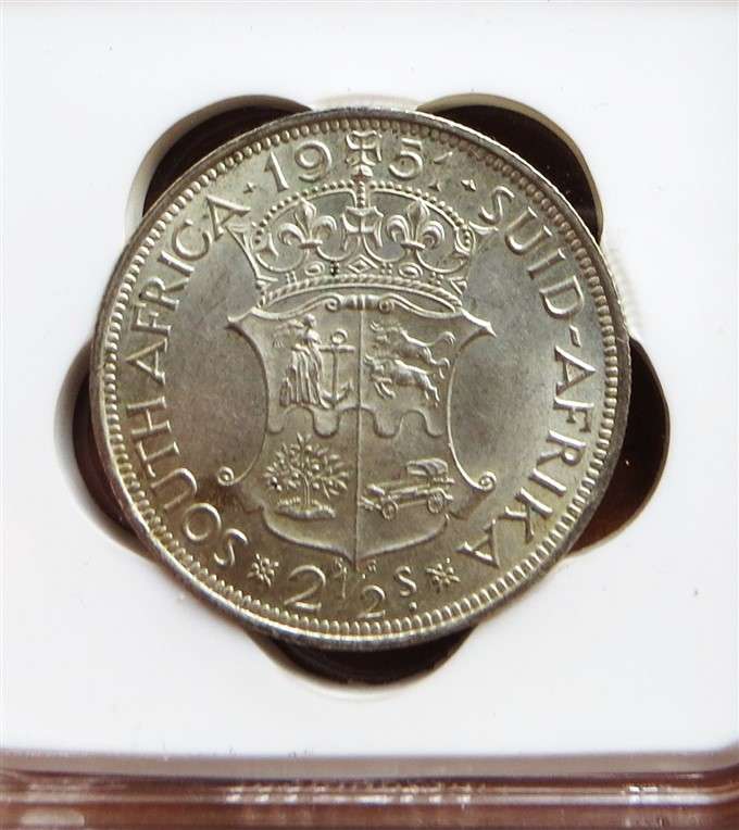 1951 SA AU58 Silver 2/6 Halfcrown Graded