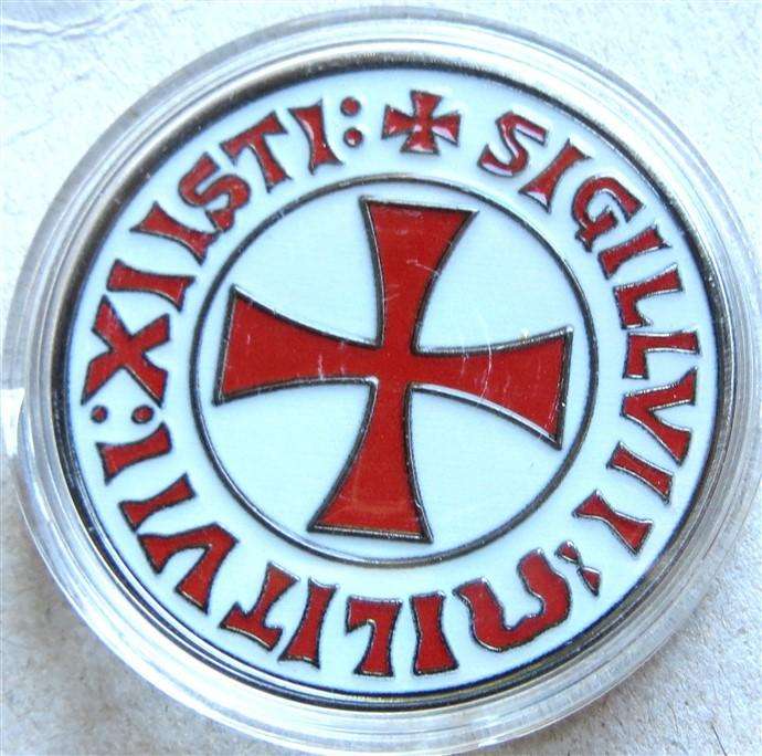 Knights Templar Colourized Crown Size Medallion in Capsule