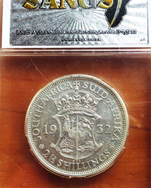 1932 SA XF45 Silver 2/6 Halfcrown Graded