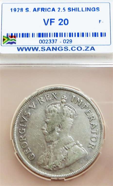 1928 SA VF20 Silver 2/6 Halfcrown Graded