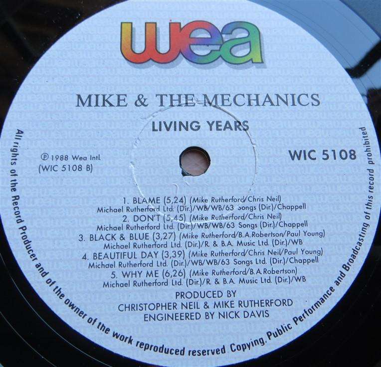 Mike & the Mechanics - Living Years - Vintage Vinyl LP VG