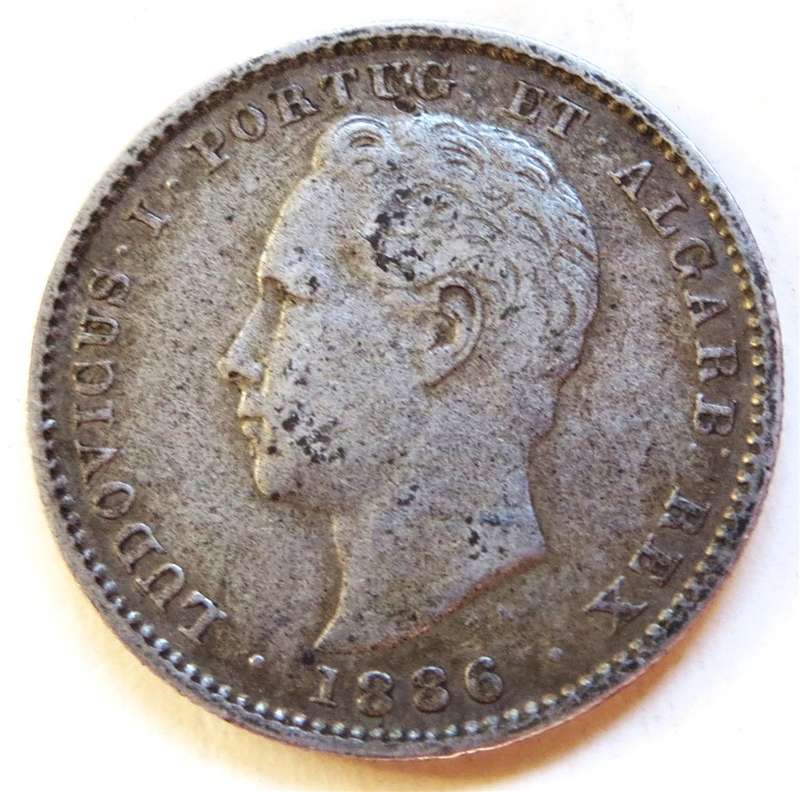 1886 Portugal 0.9155 Silver 200 Reis 1886