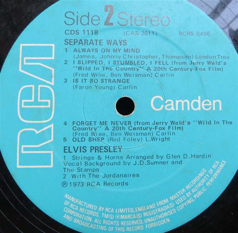 Elvis Presley - Seperate ways - Greatest Hits Vintage Vinyl LP - G