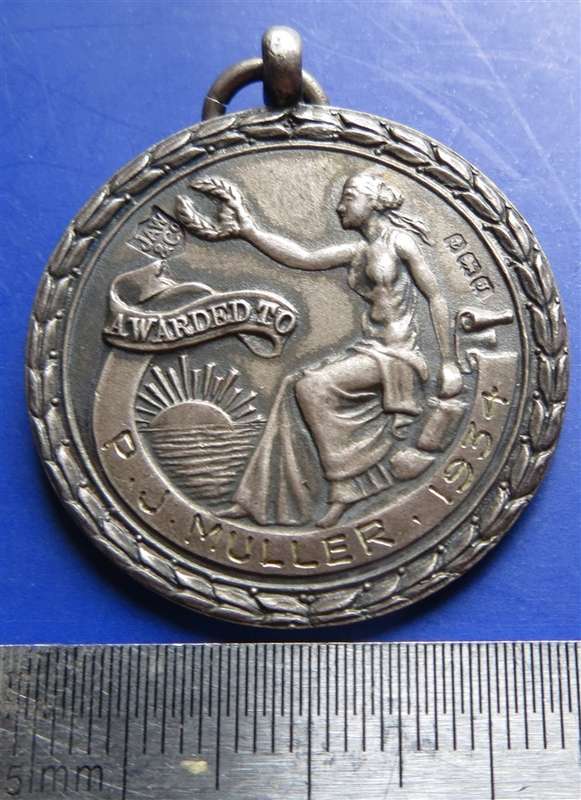 1934 Silver Hallmarked Award of Merit Lifesaving Medallion - P.J Muller