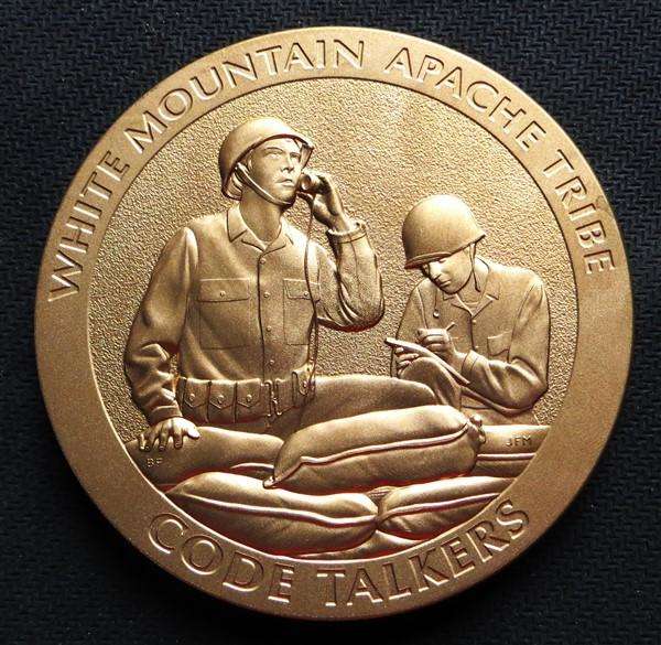 USA 2008 251.8gr Large Code Talkers White Mountain Apache Tribe Medallion WW2 Commemorative