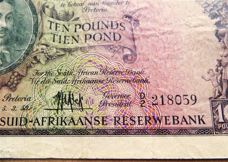 SA Union Ten Pounds De Kock Banknote - 1953