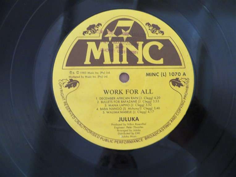 Juluka - Work for All - Johnny Clegg Vintage Vinyl LP