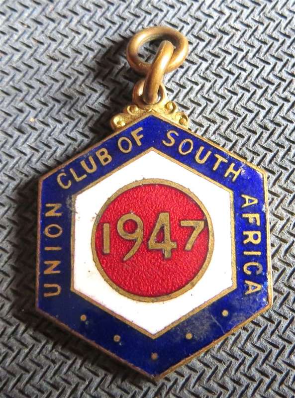 1947 SA Union Club Numbered & Enamelled Badge