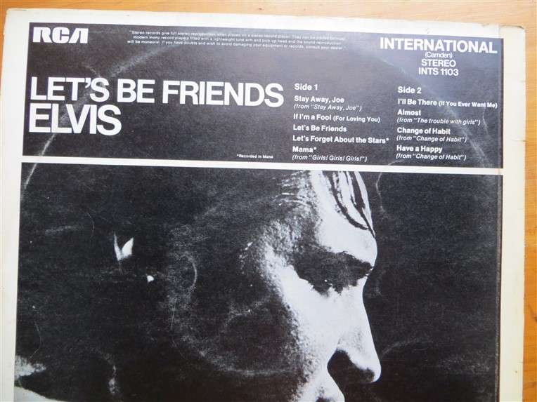 Elvis Presley - Let's Be Friends - Vintage Vinyl LP - VG