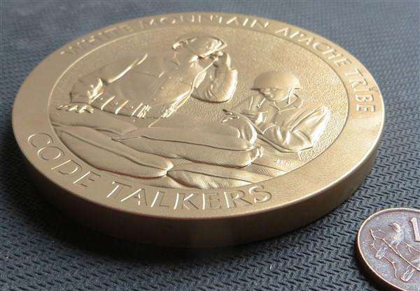 USA 2008 251.8gr Large Code Talkers White Mountain Apache Tribe Medallion WW2 Commemorative